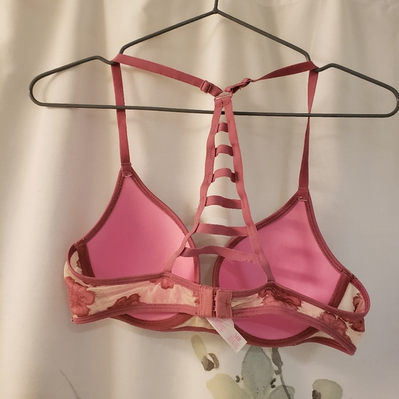 Victoria's Secret Pink Racerback Rose Floral Pattern Bra 34B - Picture 2 of 3